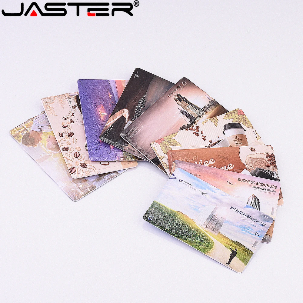 

JASTER Fashion Bank Card USB 2.0 Flash Drives 128GB White Memory Srick Waterproof Business Gift Pen Drive 64GB 32GB 16GB U Disk