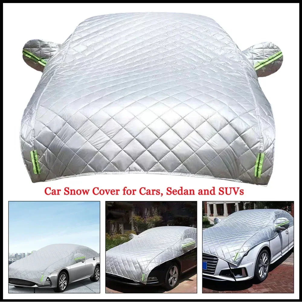 

1pc All-Weather Half Car Body Cover - Waterproof, Dustproof, UV & Snow Resistant for Sedans, Protects Windshield and Roof