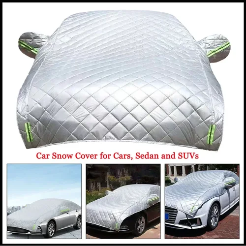 1 funda para carrocería de medio coche para todo tipo de clima, impermeable, a prueba de polvo, resistente a los rayos UV y la nieve para sedanes, protege el parabrisas y el techo