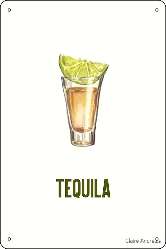 Tequila Shot Poster Funny Metal Tin Sign for Home Kitchen Bar Room Garage Decor 