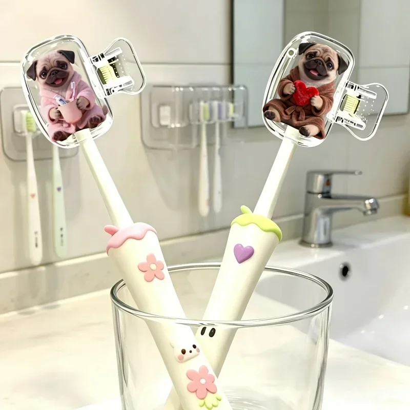 2pcs Pug Toothbrush Head Covers Portable Toothbrush Organizer Daily Toothbrush Maintenance lovely Gift for Women Ladies Girls