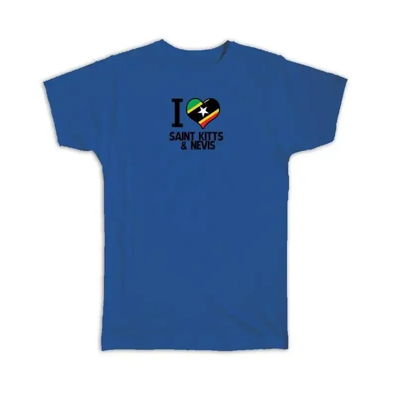 I Love Saint Kitts and Nevis Flag Heart Country Crest Expat T shirt