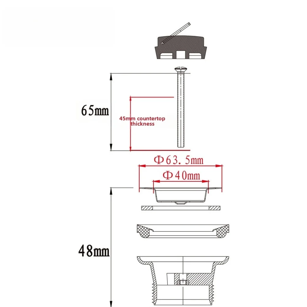 Stainless Steel 63.5mm Drain for Stone Sinks and Laundry Tubs Featuring PVC Sealing Gasket PP Housing and Dual Seal Design