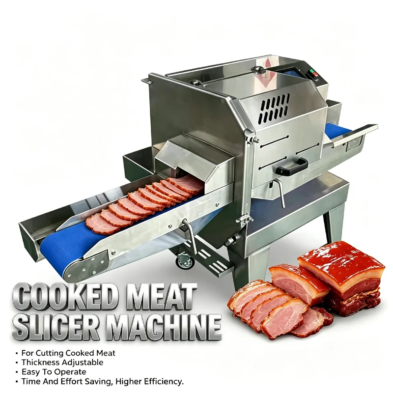Cooked Meat Slicer Automatic Commercial Bacon Sausage Beef Slices Cutting Machine For Sale