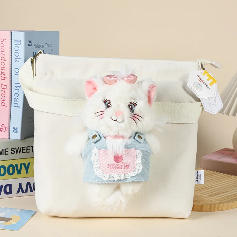 

Disney Marie Cat Cute Plush Doll Canvas Tote Bag Large Capacity Shoulder Bag for Daily Use Gift for Girls