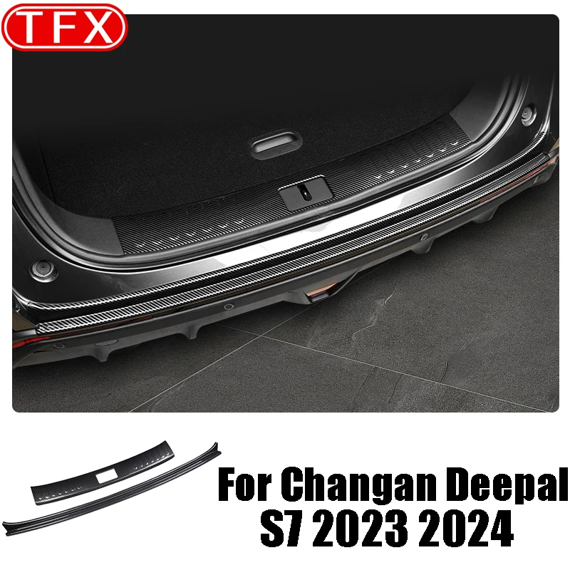 

For Changan Deepal S7 2023 2024 Car Rear Guard Plate Patch Carbon Fiber Pattern Tailgate Plate Patch Auto Trunk Door Sill Patch