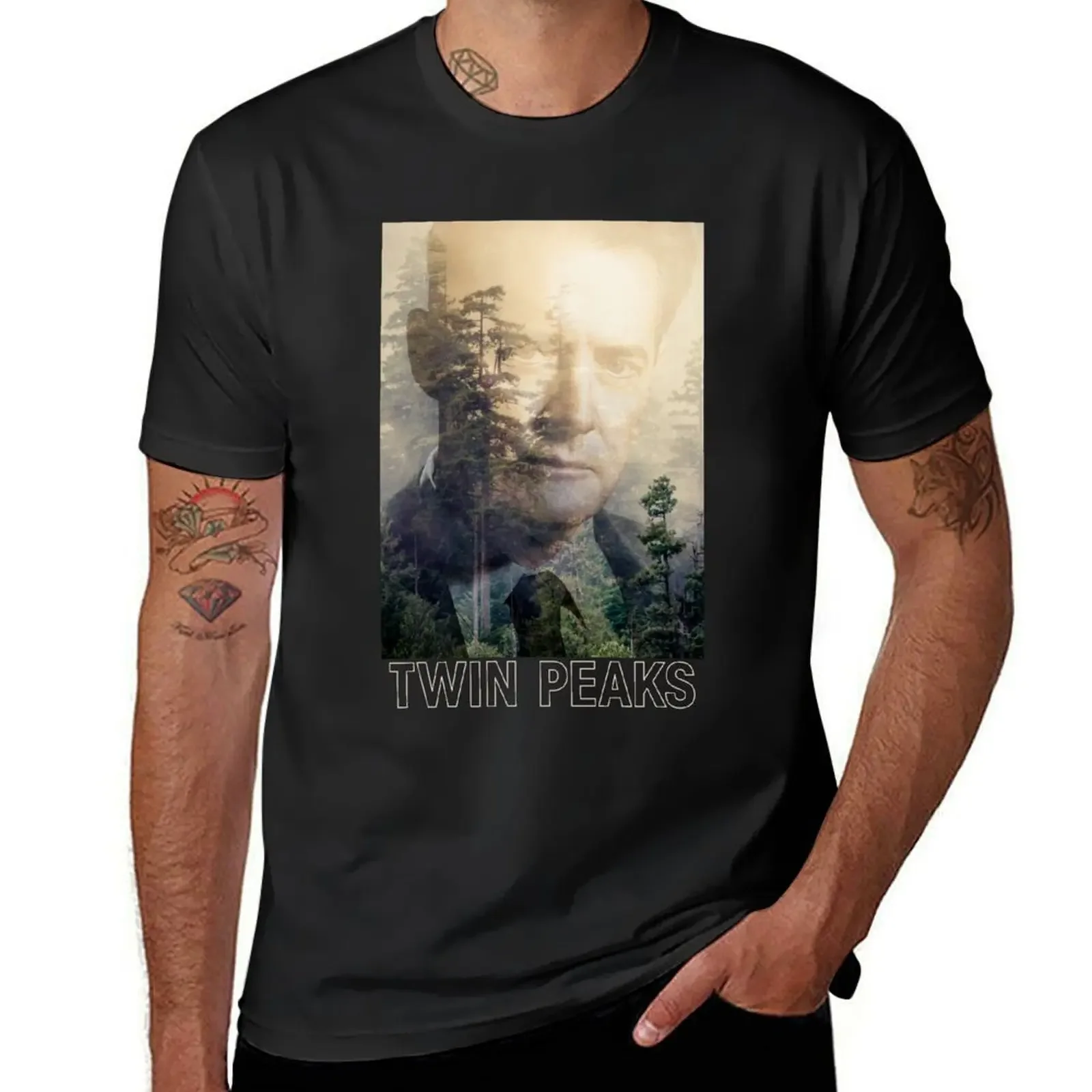 

Twin Peaks Agent Cooper Double Exposed FBI Distressed Photo T-Shirt Aesthetic clothing summer top mens champion t shirts