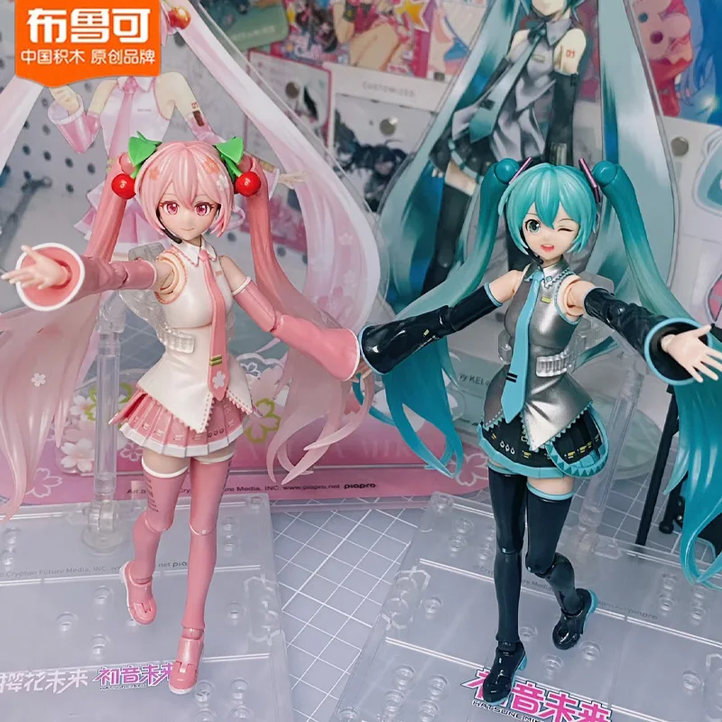 Blokees Hatsune Miku الكرتون أنيمي الجمعية تمثال لعبة أنيمي عمل الشكل البلاستيكية الاطفال اللعب دمية جمع أرقام هدية