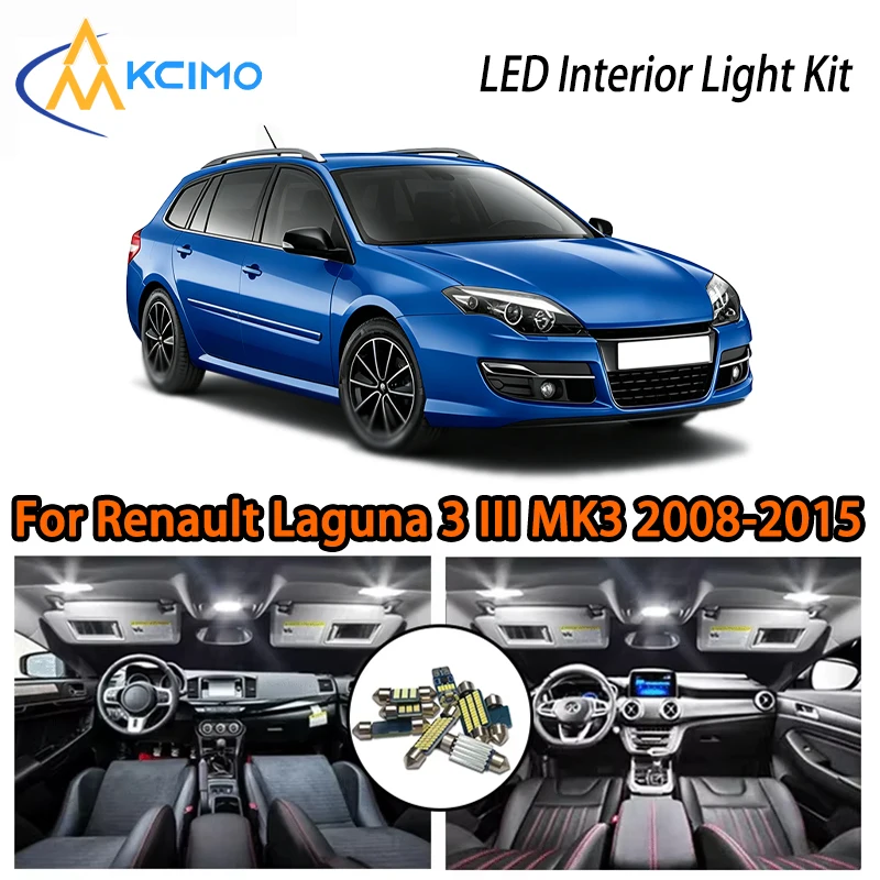 

LED Glow For Renault Laguna 3 III MK3 Estate Grantour 2008-2015, White Ice Blue Two Colors Interior Lights Super Bright