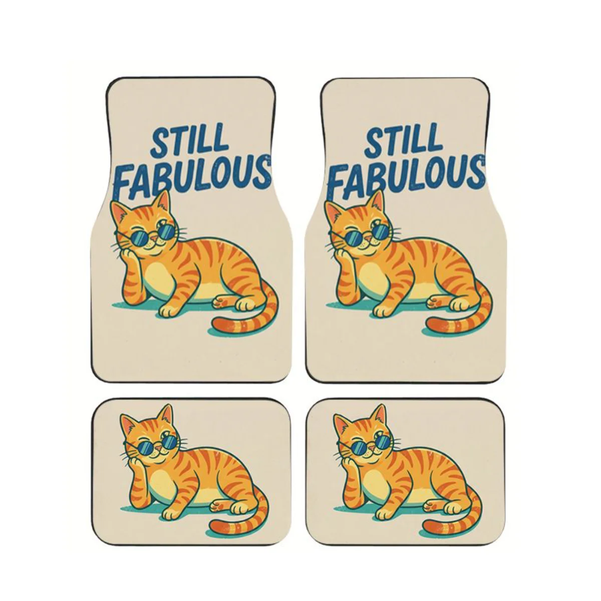 

4Pcs Still Fabulous Orange Tabby Cat Car Floor Mat Funny Sassy Cat Anti-Slip Auto Foot Carpet Interior Accessories For SUV Truck