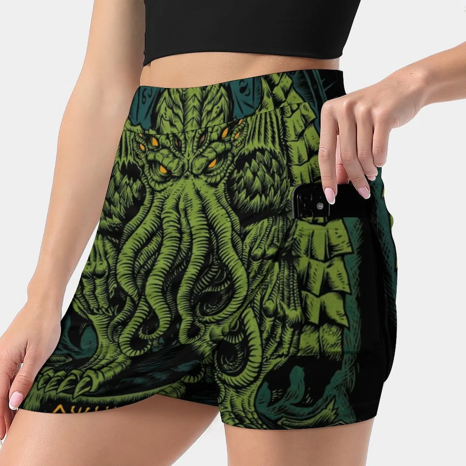 The Sleeper Of R'Lyeh S-4Xl Tennis Skirts Golf Fitness Athletic Shorts Skirt With Phone Pocket Cthulhu Hp Elder One Rlyeh