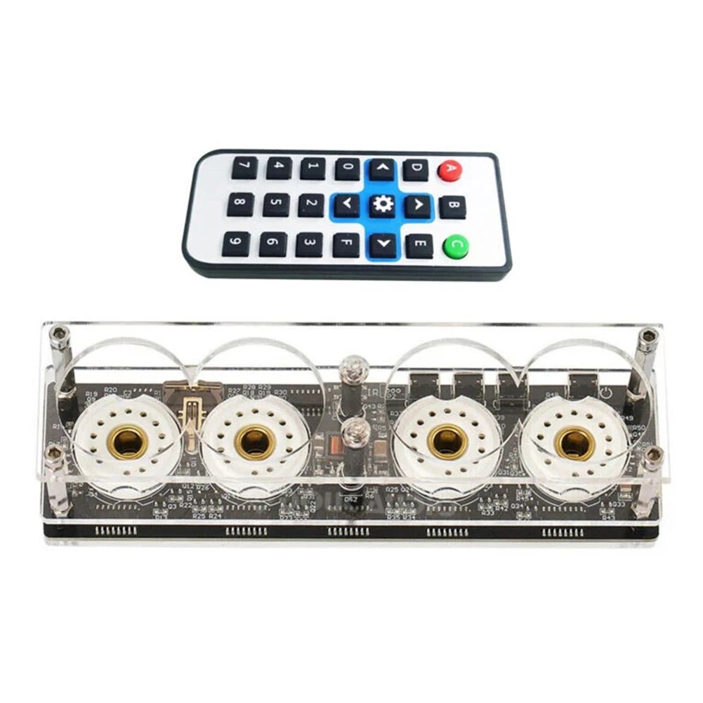 4-Digit Glow Tube Nixie Clock QS30-1 With Remote Control And LED Backlight For Timing And Unique Retro Look