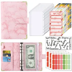 A6 Budget Binder with Cash Envelopes, Expense Budget Sheet & Label Stickers,Wallet Organizer System Financial for Money Saving