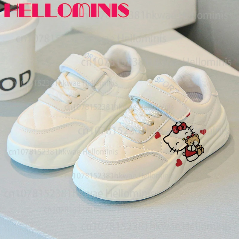 جديد مرحبا كيتي الفتيات حذاء طفل مجلس الأطفال مريحة لينة حذاء أبيض حذاء كاجوال للأطفال 21-32 الحجم
