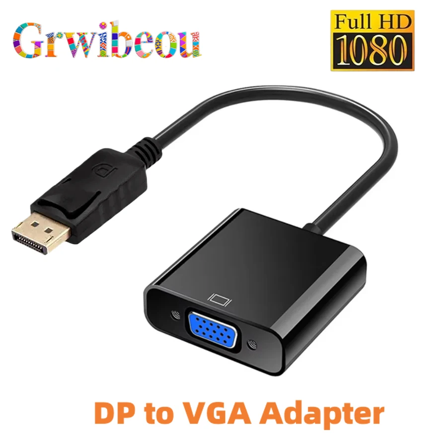1080 DisplayPort Display Port DP to VGA Adapter Cable Male to Female Converter for PC Computer Laptop HDTV Monitor Projector