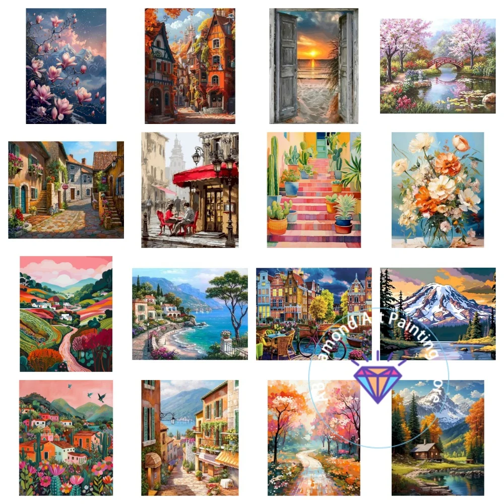 

Retro Street Landscape Cat AB Diamond Painting Kit Square Round Diamond 5D DIY Mosaic Handmade Art Exquisite Gift Home Decor