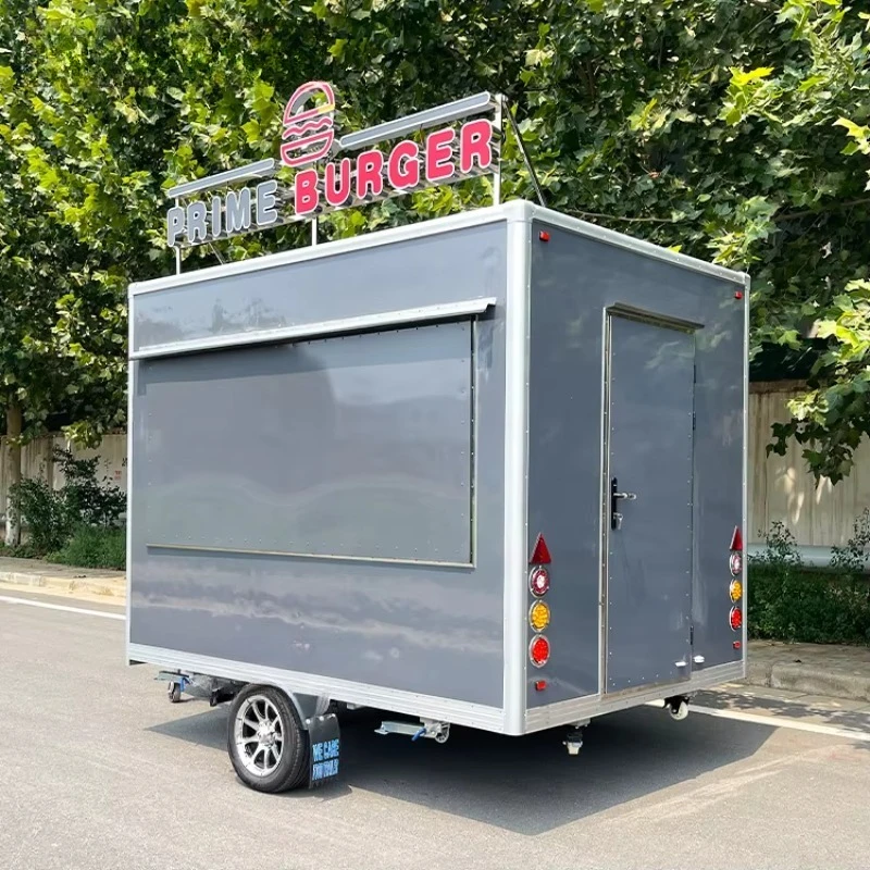

Custom Mobile Small Size Burger Fast Food Snack Bar Dining Car Fully Equipped Bakery Burger Food Truck Trailer for Sale