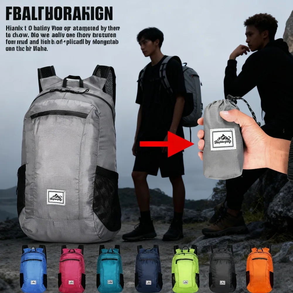 

Легкий складной рюкзак с компактной дорожной сумкой большой вместимости для пеших прогулок в школьном тренажерном зале, активного отдыха