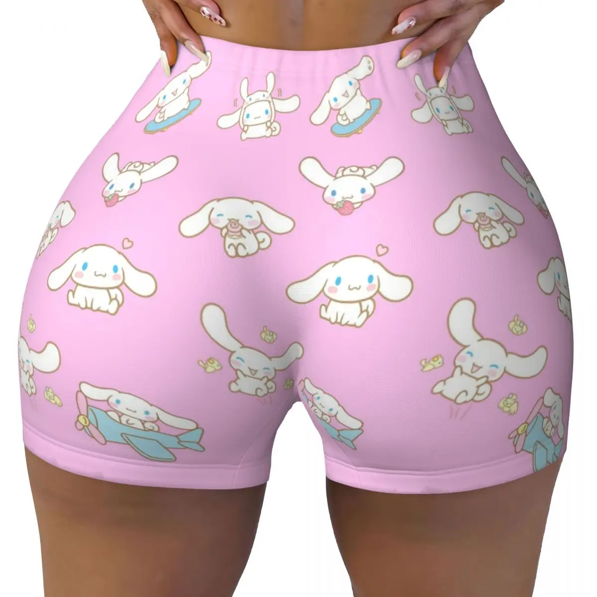 Custom Cinnamoroll Cartoon Gym Volleyball Biker Shorts Women's Workout Yoga Shorts