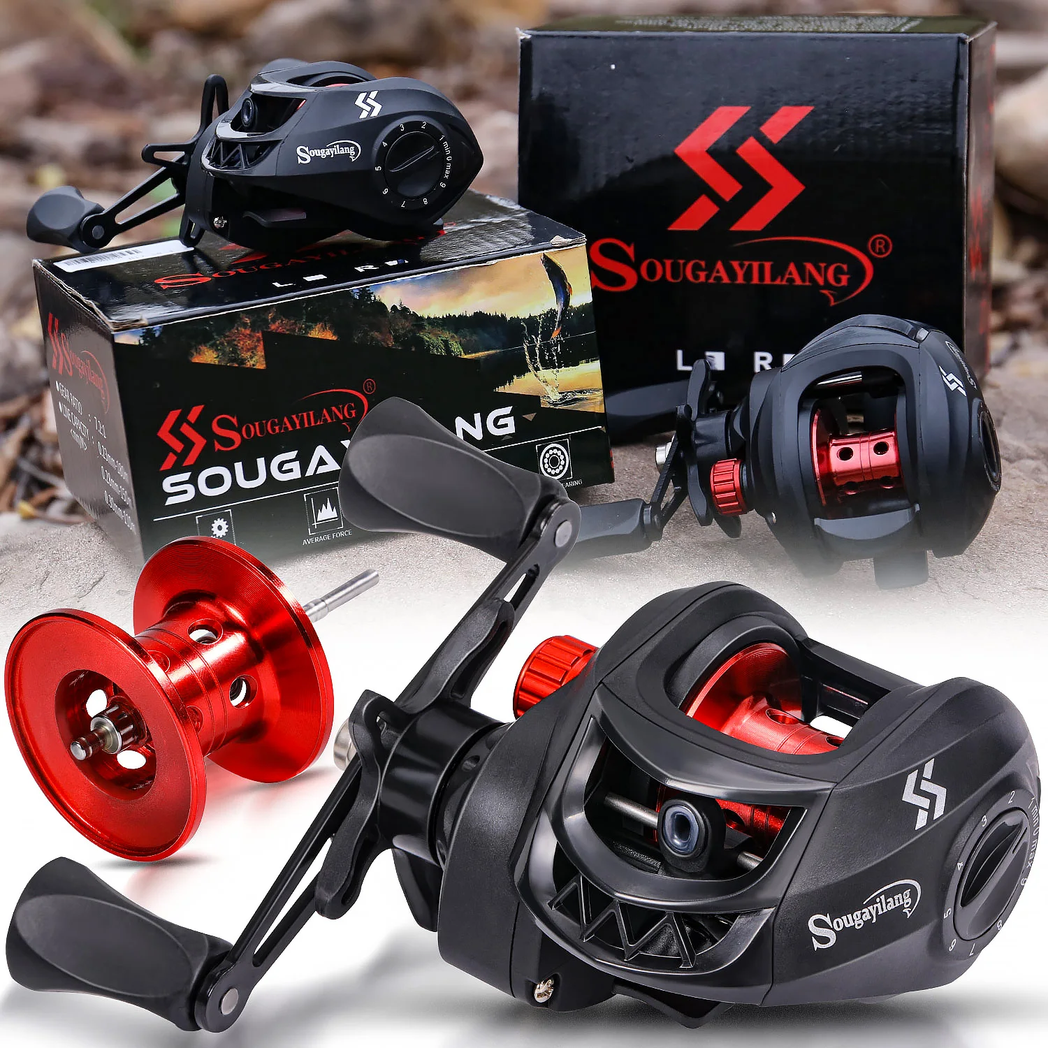 Sougayilang Baitcasting Fishing Reel 8.1:1 Gear Ratio Magnetic Brake System with Fishing Line Max Drag 11LB Casting Fishing Reel