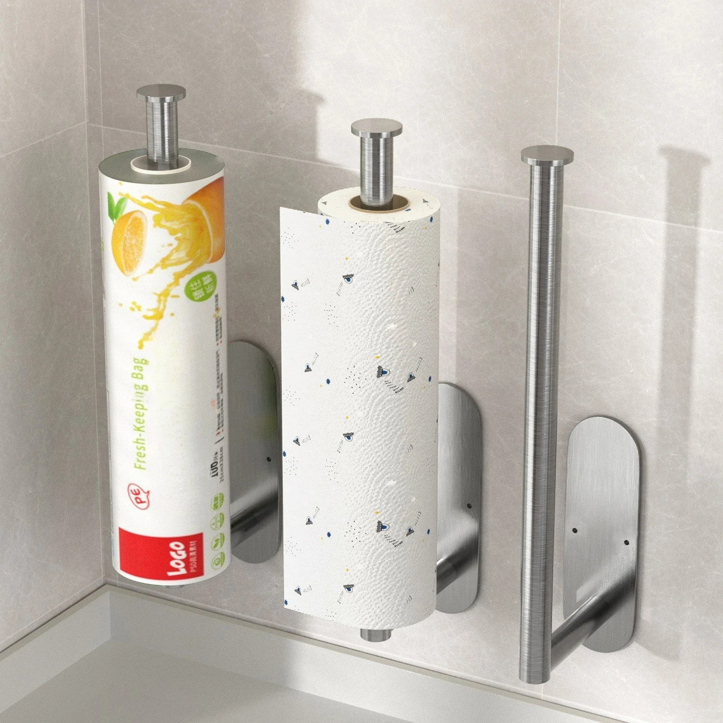 

No Drilling Toilet Paper Holder SUS304 Stainless Steel Self Adhesive Wall Mount Tissue Towel Roll Dispenser for Bathroom Kitchen