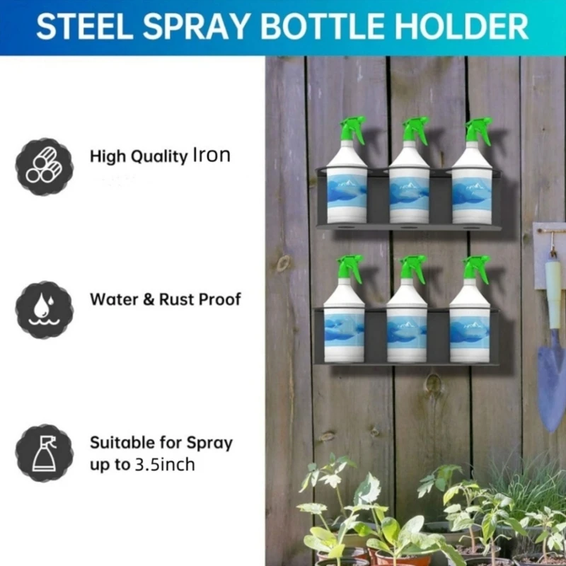 Wall Sprayer Bottles Organizers Workshop Sprayer Can Storage Rack Wall Mountable Sturdy Iron Organization Shelf