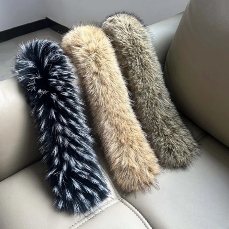 

Пальто-худи с отделкой из искусственного меха, плюшевый меховой воротник, зимнее пальто, меховой воротник для капюшона, меховой воротник-шарф для пуховика, теплый меховой шарф