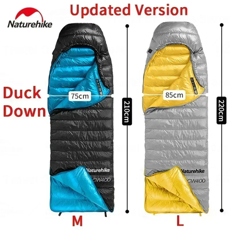 

Naturehike CW400 Sleeping Bag Winter 750FP Duck Down Hooded Sleeping Bag Single Camping Waterproof Ultralight