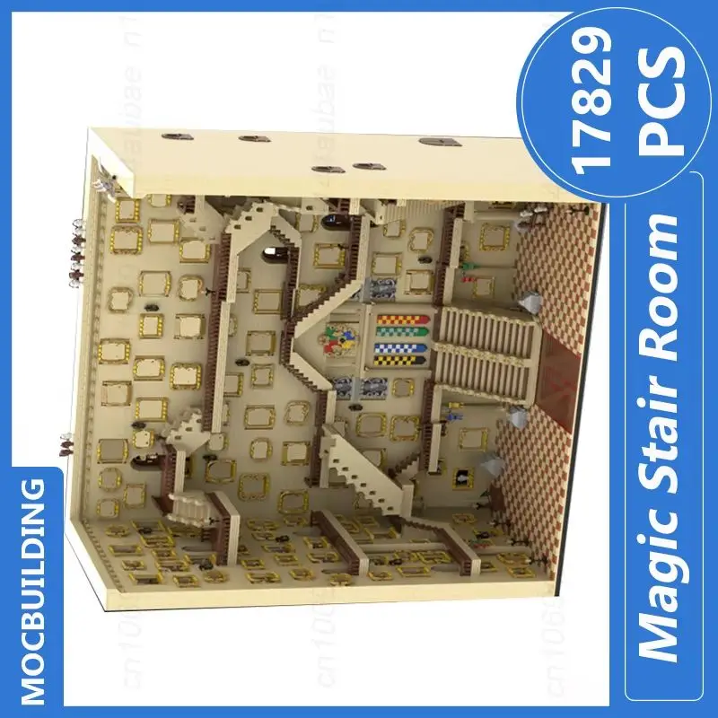 

Лестничная комната, мини-размер, модель дисплея Moc, строительные блоки, архитектура, сборка своими руками, коллекции кирпичей, рождественские игрушки, подарки, 17829 шт.