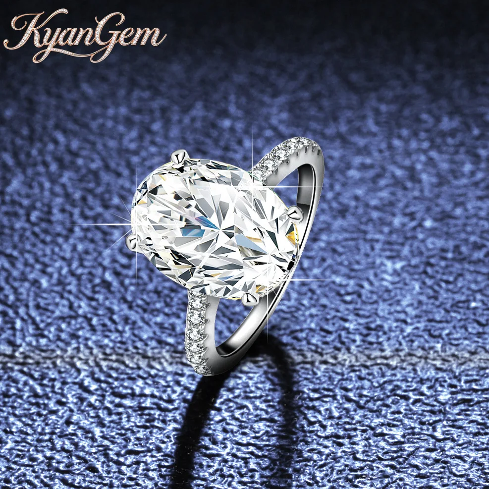 

KyanGem Platinum PT950 7-Carat Oval-Cut Moissanite Ring Ultra-Luxury Engagement Ring for Women Fine Jewelry Gifts