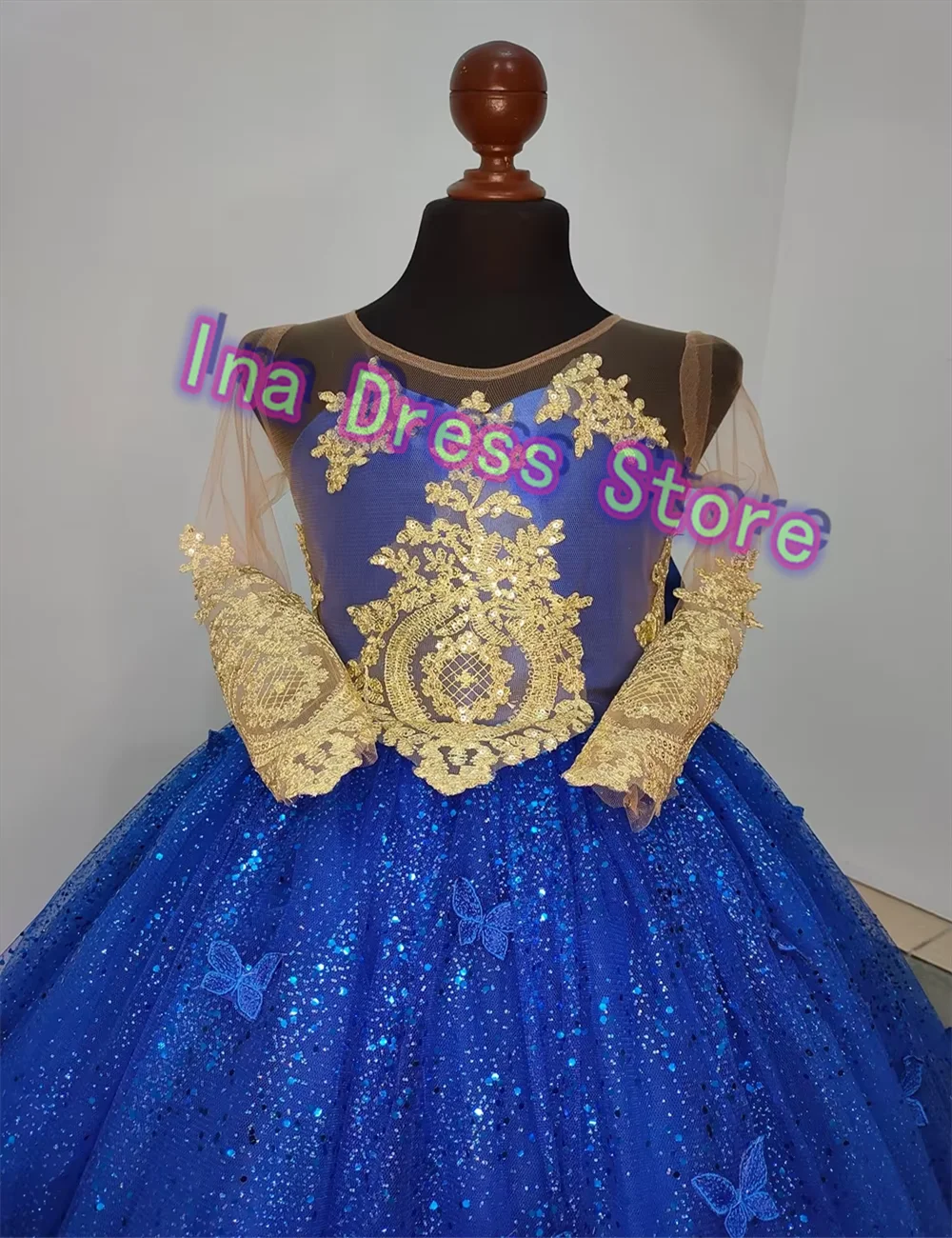 Flor Menina Vestido Elegante Vestidos Erva Daninha Menina Princesa Festa Impressão Luxo Ouro Appliqué Primeira Comunhão Vestidos Personalizados