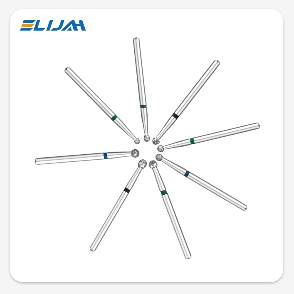 ELIJAH 10pcs/pack Extra Long Dental Diamond Burs 25mm FG Dia-burs 1.6mm Shank for High Speed Handpiece Burs Dentist Tools