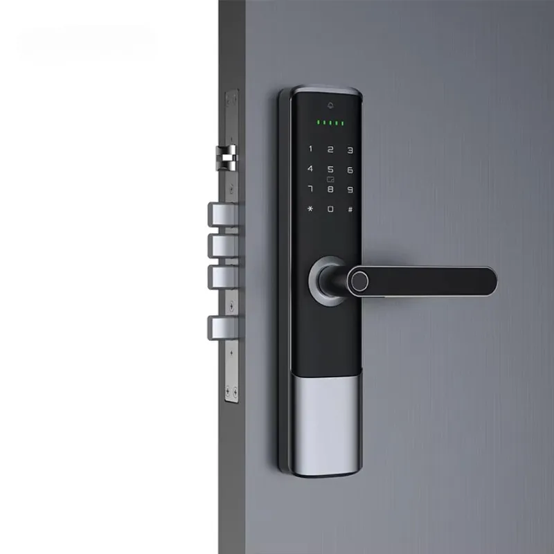 Smart Home Electronic Locks Cheap Key Code Biometric Fingerprint Door Handle Set With Keyless Lock