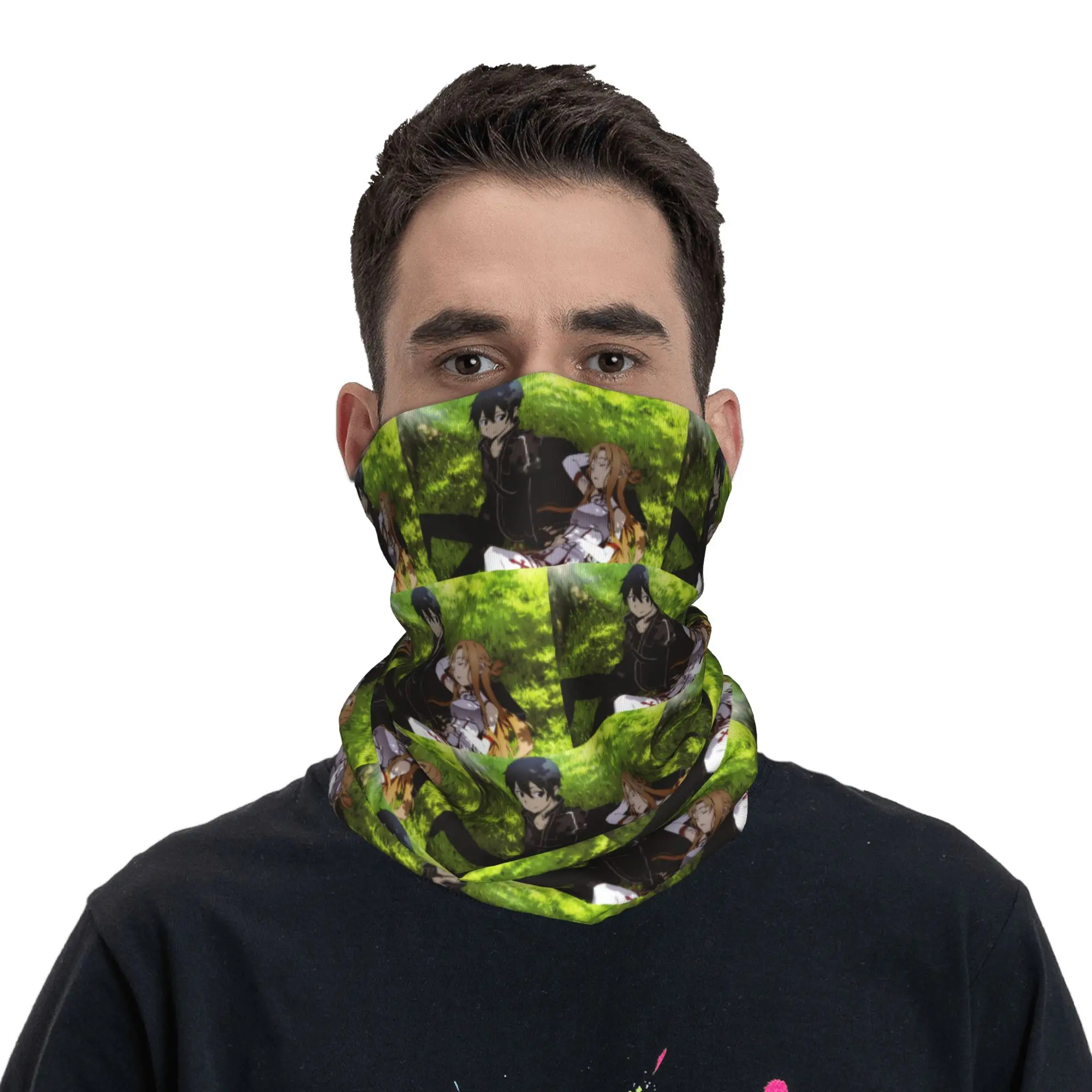 Sword Art Online Sao Yuuki Asuna Anime Bandana Neck Cover Printed Wrap Scarf Balaclava Hiking Fishing Unisex Adult Washable