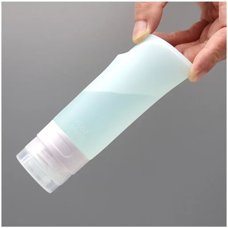 90ml Empty Bottle Silicone Travel Kit Packing Press Bottle For Lotion Shampoo Bath Small Sample Containers Blue Green