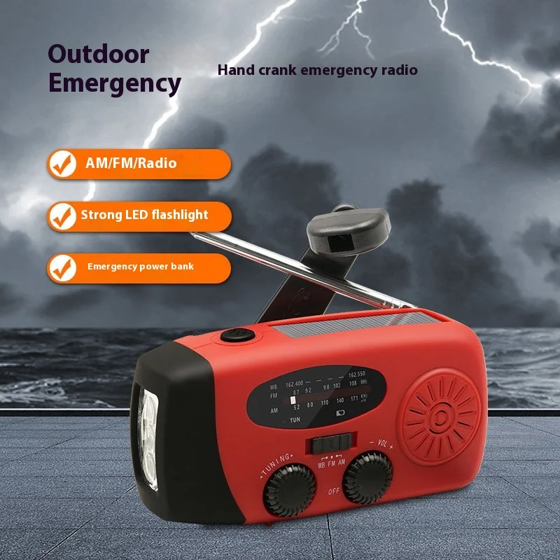 

Multifunctional emergency radio hand crank power generation solar radio outdoor emergency charging flashlight