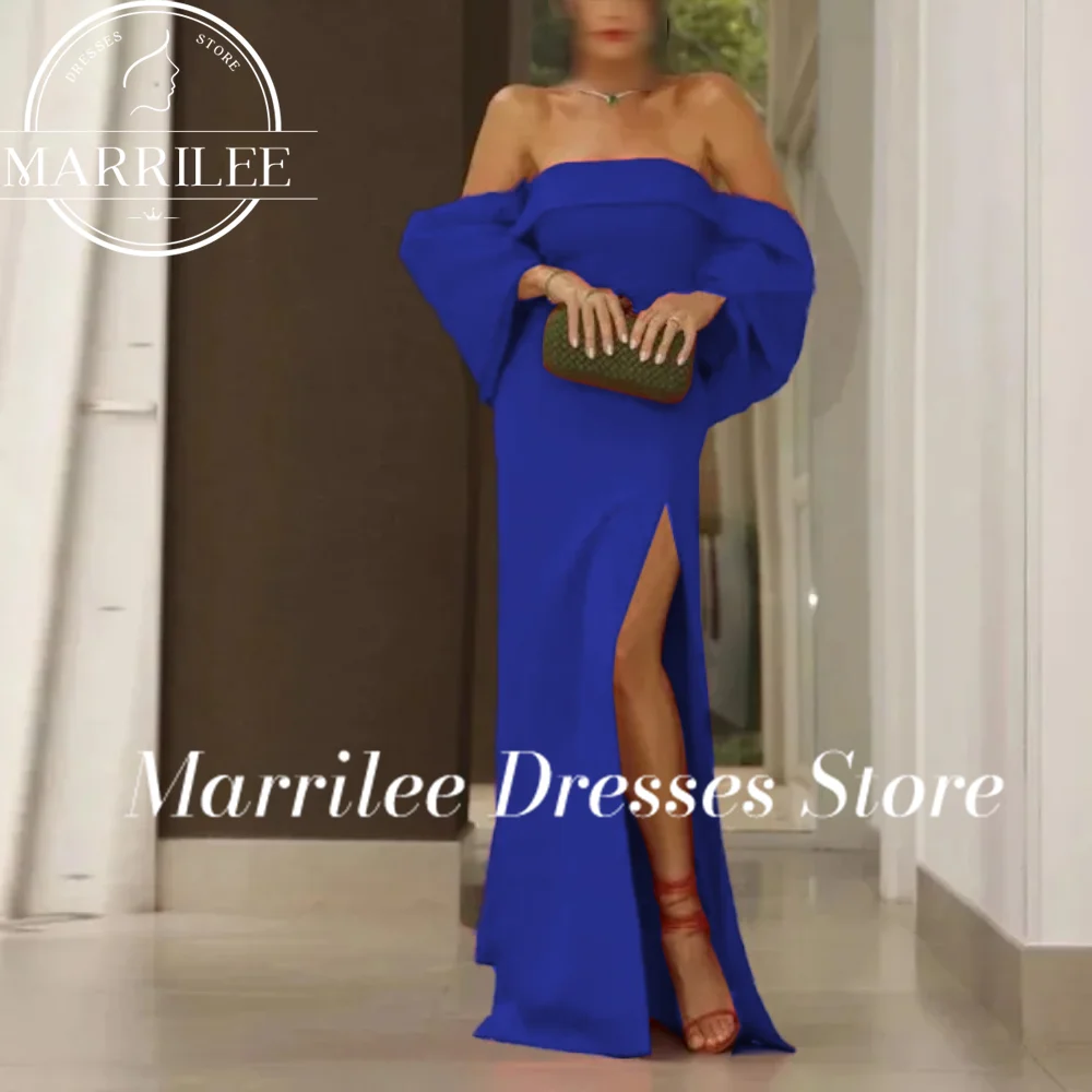 MarrilRed Customized Mermaid Dress For Woman Off the Shoulder Side Split Wedding Guest Dress Robe Simple Prom Gowns Vestidos