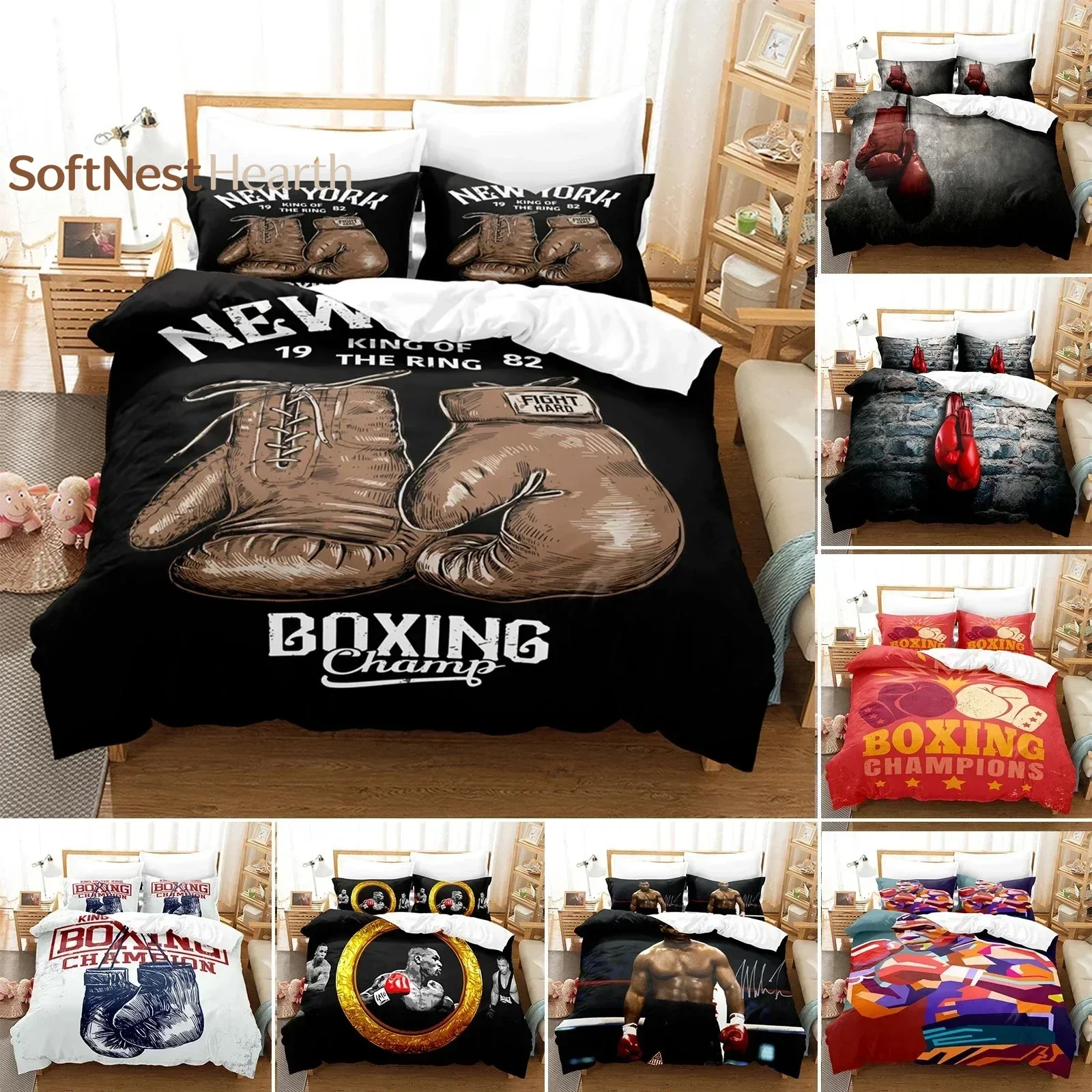 2026 3D Printed Boxing Bedding Set Duvet Cover Bedroom Comforter Covers Single Twin King Size Quilt Cover Home Textile