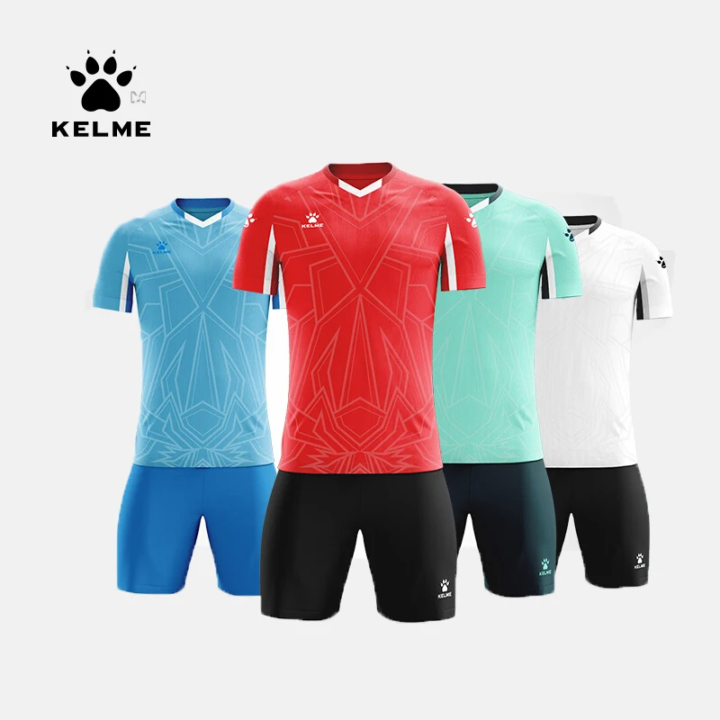 

KELME Men's Football Uniform Soccer Jerseys Custom Men Tracksuit Sportswear Short Sleeves Jersey Soccer Shorts Suit 9151ZB1004