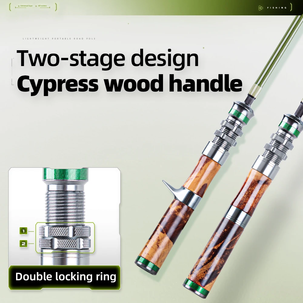 

FISHINGFANS MQC UL Cypress Wood Handle 5 sections 1.50-1.68m Carbon Blank Metal Reel Seat ultralight Travel Fishing Rod
