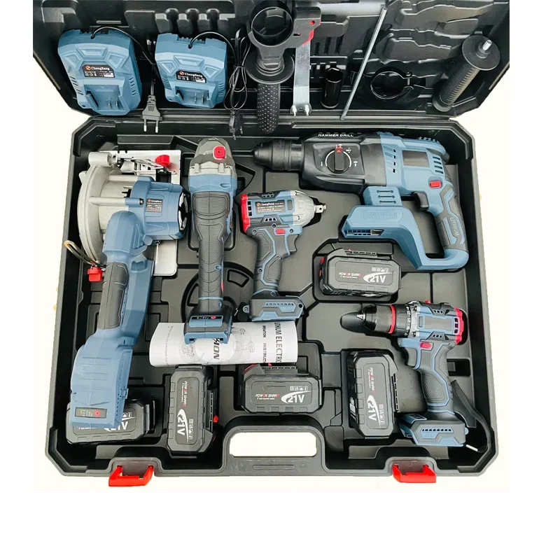 21v five-piece brushless lithium battery cordless drilling machine Power     tool assembly