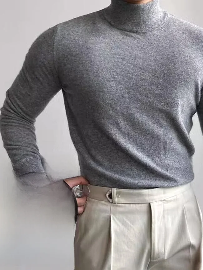 

Американский вязаный свитер Hardman Sle для мужчин: облегающая эластичная толстовка с высоким воротником, базовый слой из шерсти, молодежная повседневная одежда