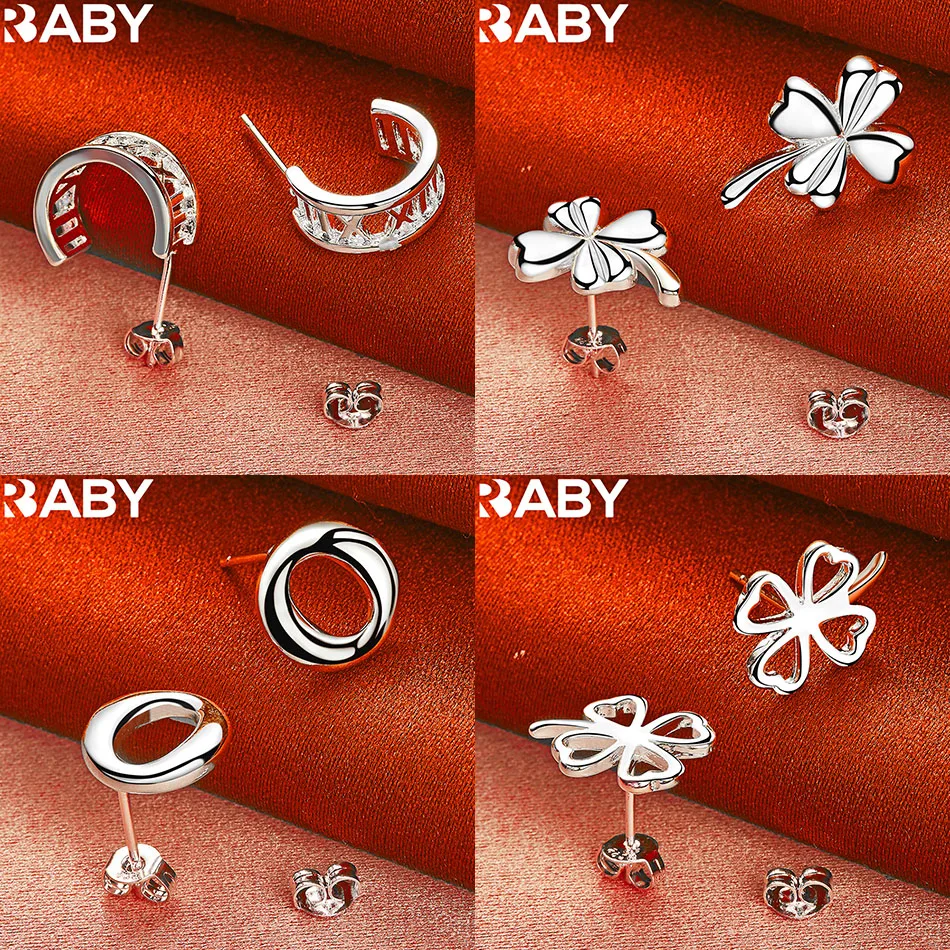 

URBABY 925 Sterling Silver Earrings Stud Earrings For Women Fashion Jewelry Charm Grace Noble Wedding Accessories