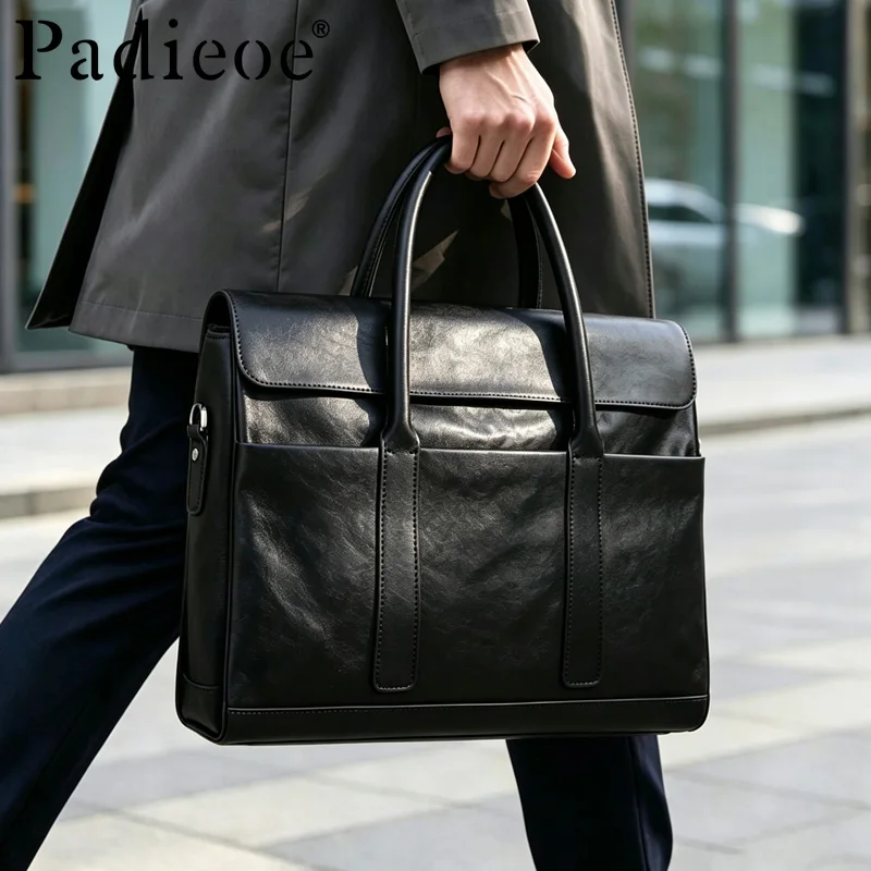 Leather handbag made from tanned outer layer of cowhide, elegant and fashionable high quality leather briefcase for business 2