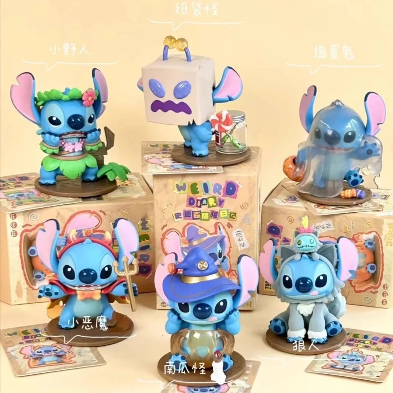 Autentyczna figurka Disney Stitch w niespodziance, zestaw GarageSet, urocza lalka z kreskówki, kawaii ozdoba na biurko, hit sprzedaży na święta 2025