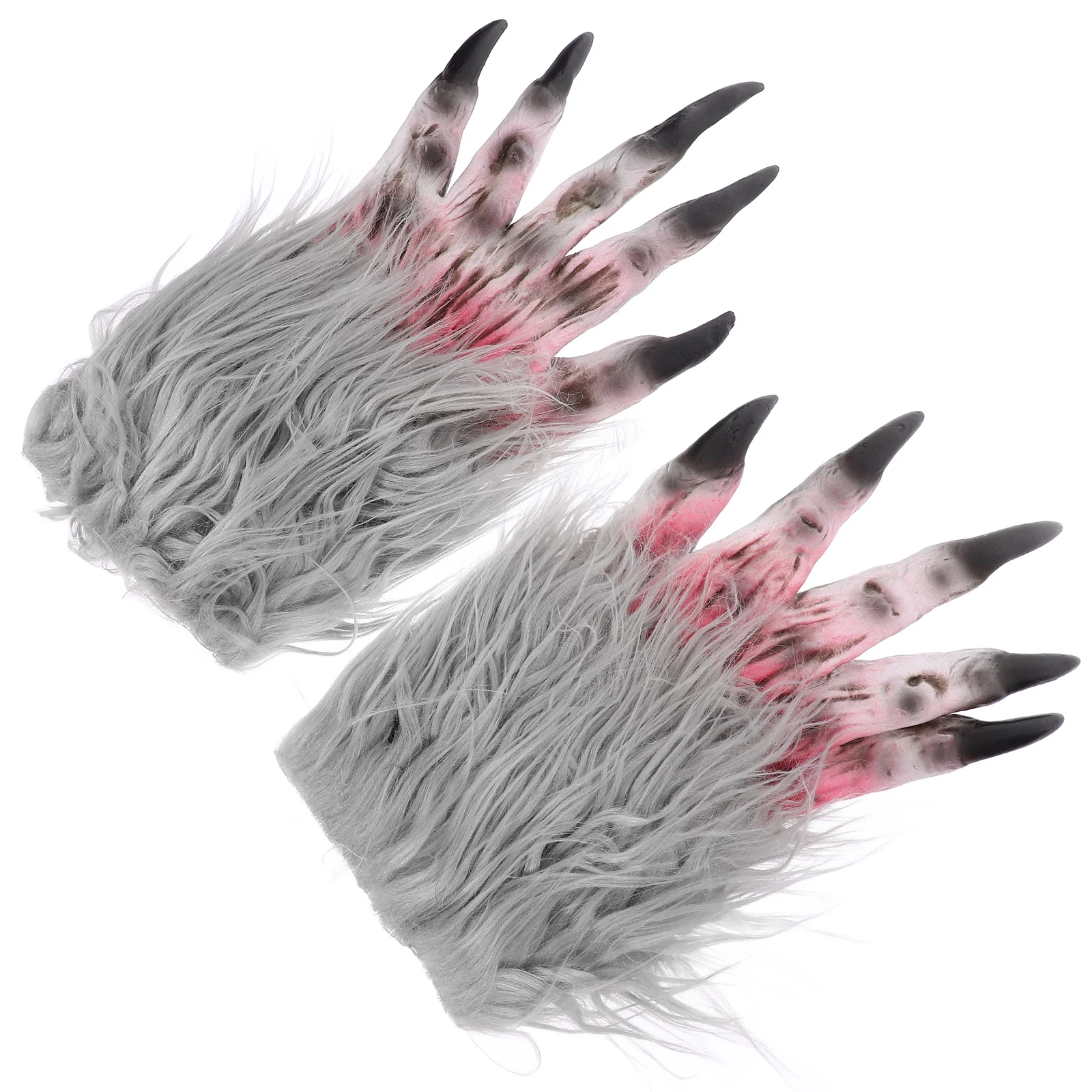 

2pcs Gloves Realistic Furry Warm Thickened Cosplay Halloween Costume Claw Gloves For Winter Party Stage Performance