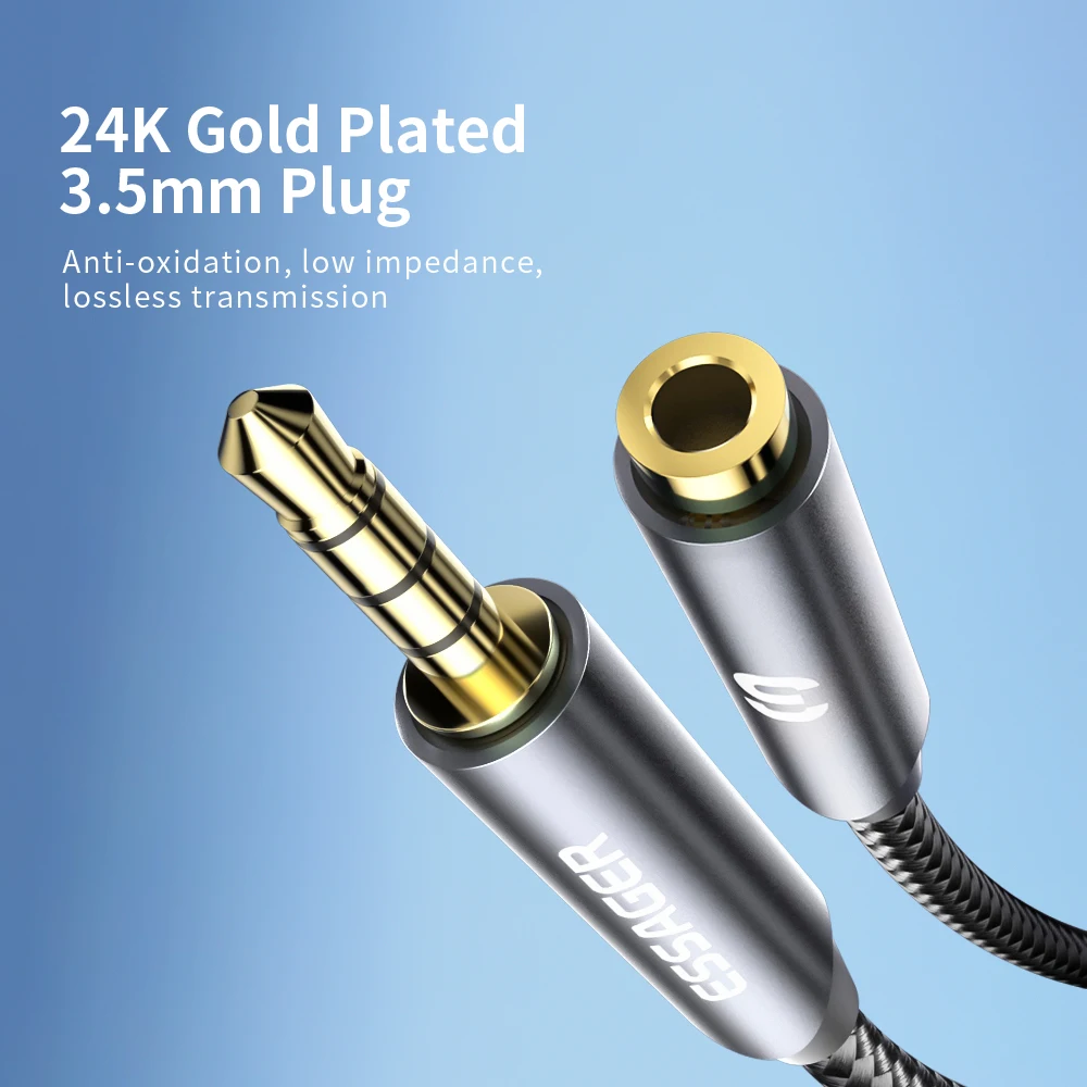 Essager AUX kabel Audio przewód głośnikowy 3.5mm Jack męski na żeński do adaptera słuchawkowego samochodowego Xiaomi Huawei iPhone PC przedłużacz