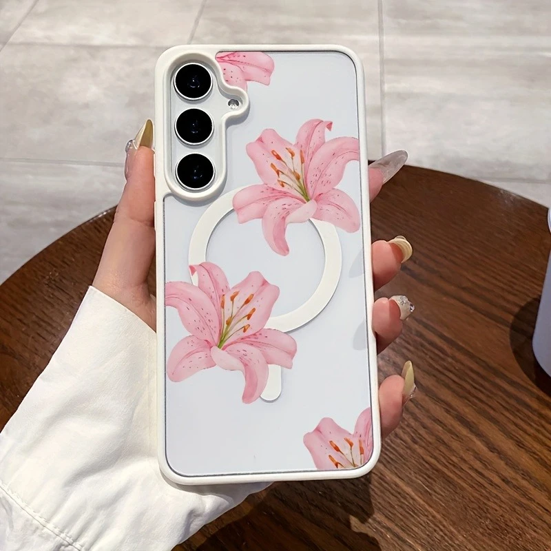 Rosa lírio amor padrão caso de telefone para iphone 17 a 11 pro max plus transparente backplane proteção cor borda caso de telefone presente