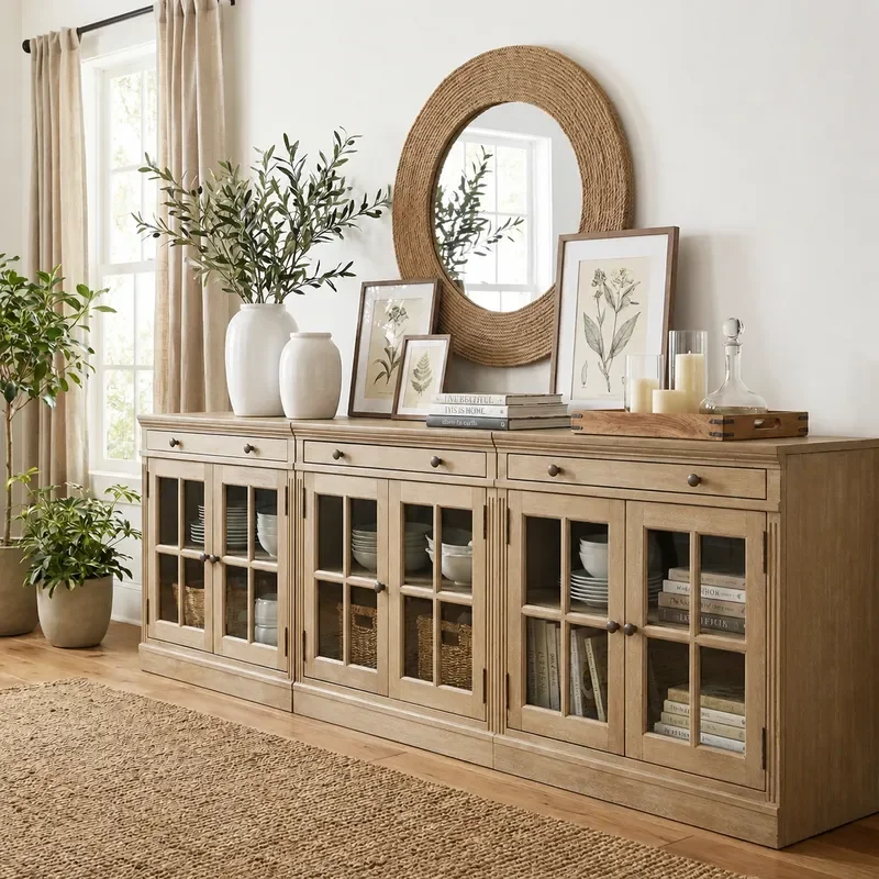 American country retro old solid wood dining side cabinet French living room dining room wall TV cabinet display cabinet