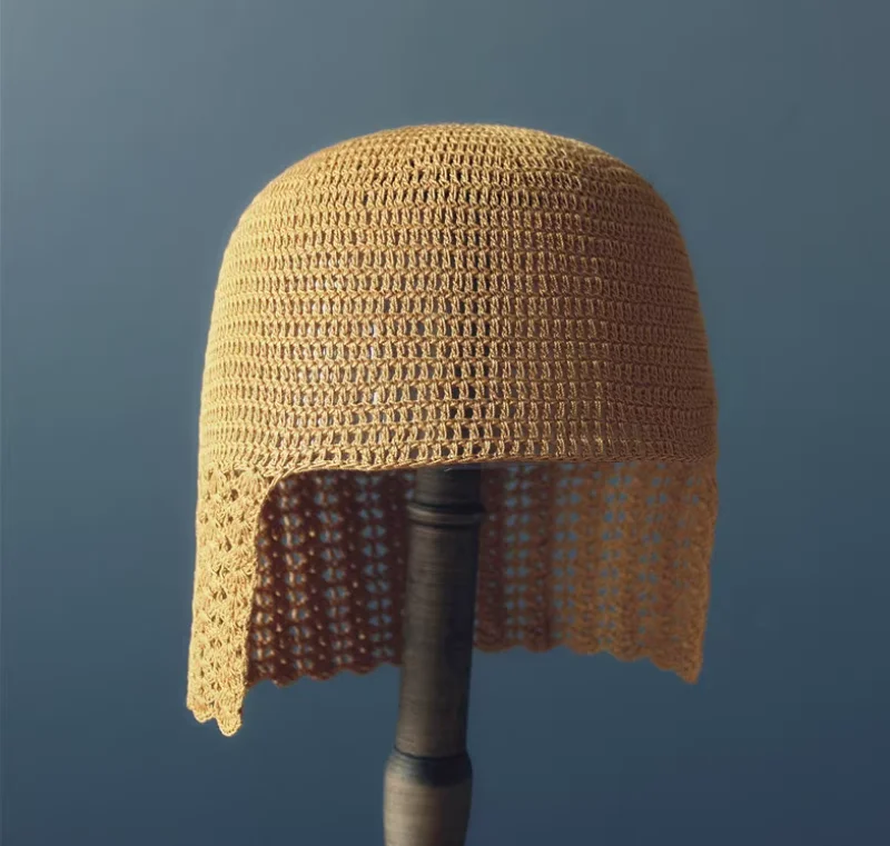 

Summer Ultra-thin Sunscreen Handmade Hat With Hidden Hemp Hook Flower Head Protection Hat